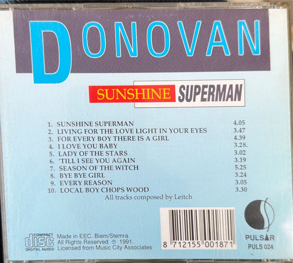 Sunshine Superman - Donovan (CD - 39) music collectible [Barcode 8712155001871] - Main Image 2