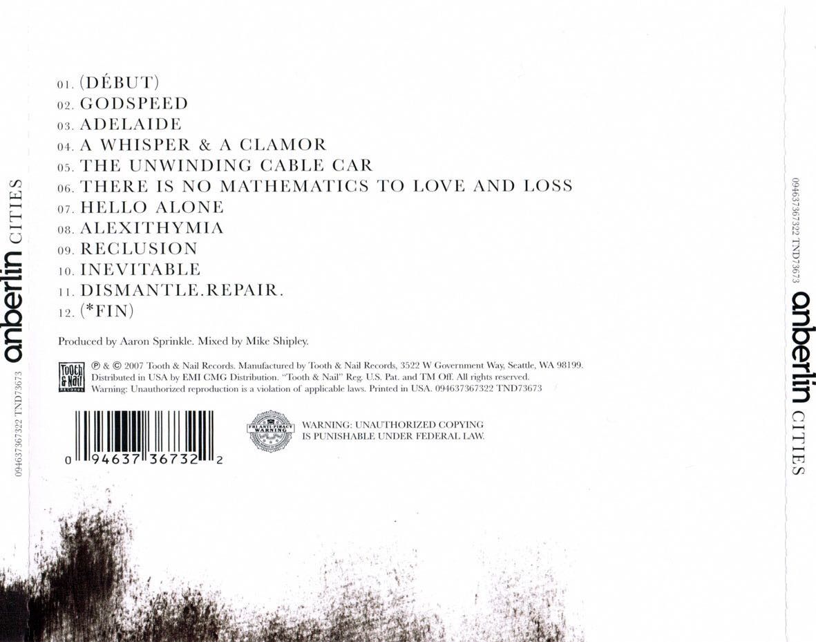 Cities - Anberlin (CD - 46) music collectible [Barcode 094637367322] - Main Image 2