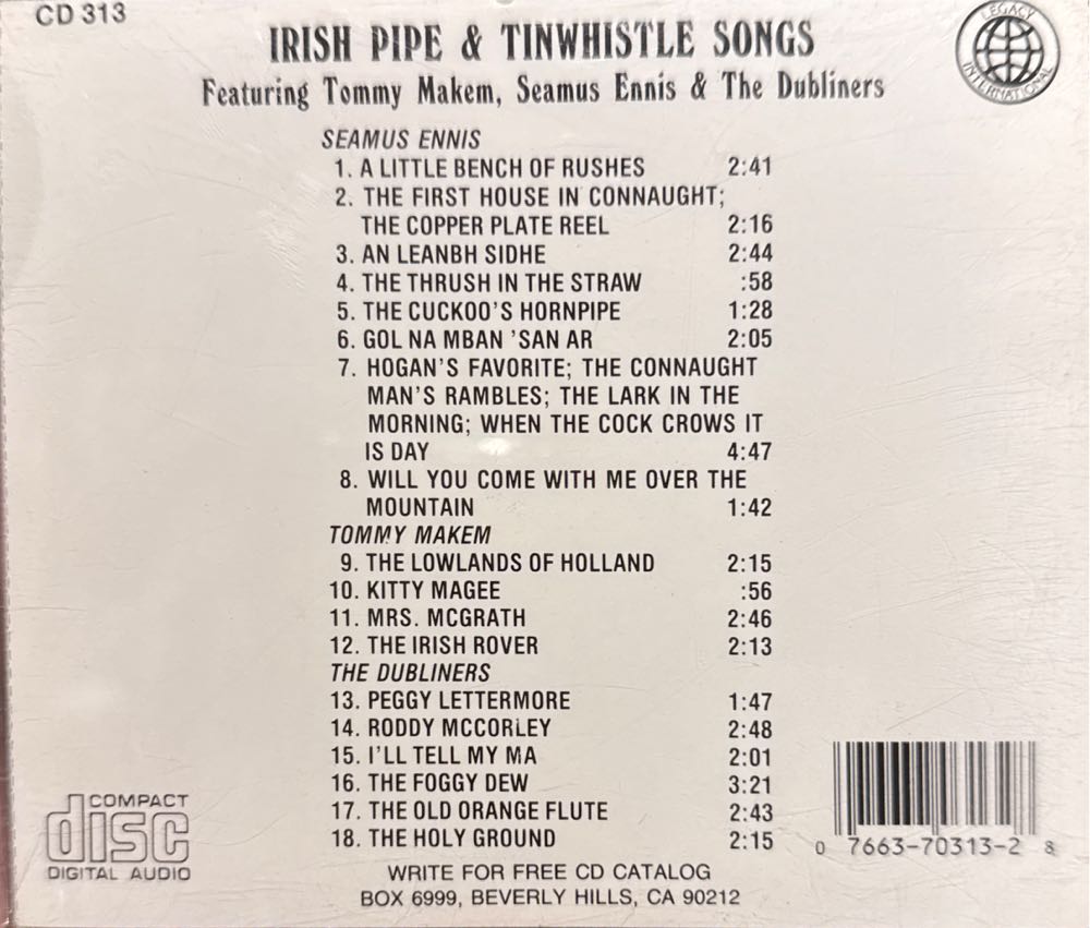 Irish pipe and tin whistle songs (H) - Dubliners (CD) music collectible [Barcode 076637031328] - Main Image 2