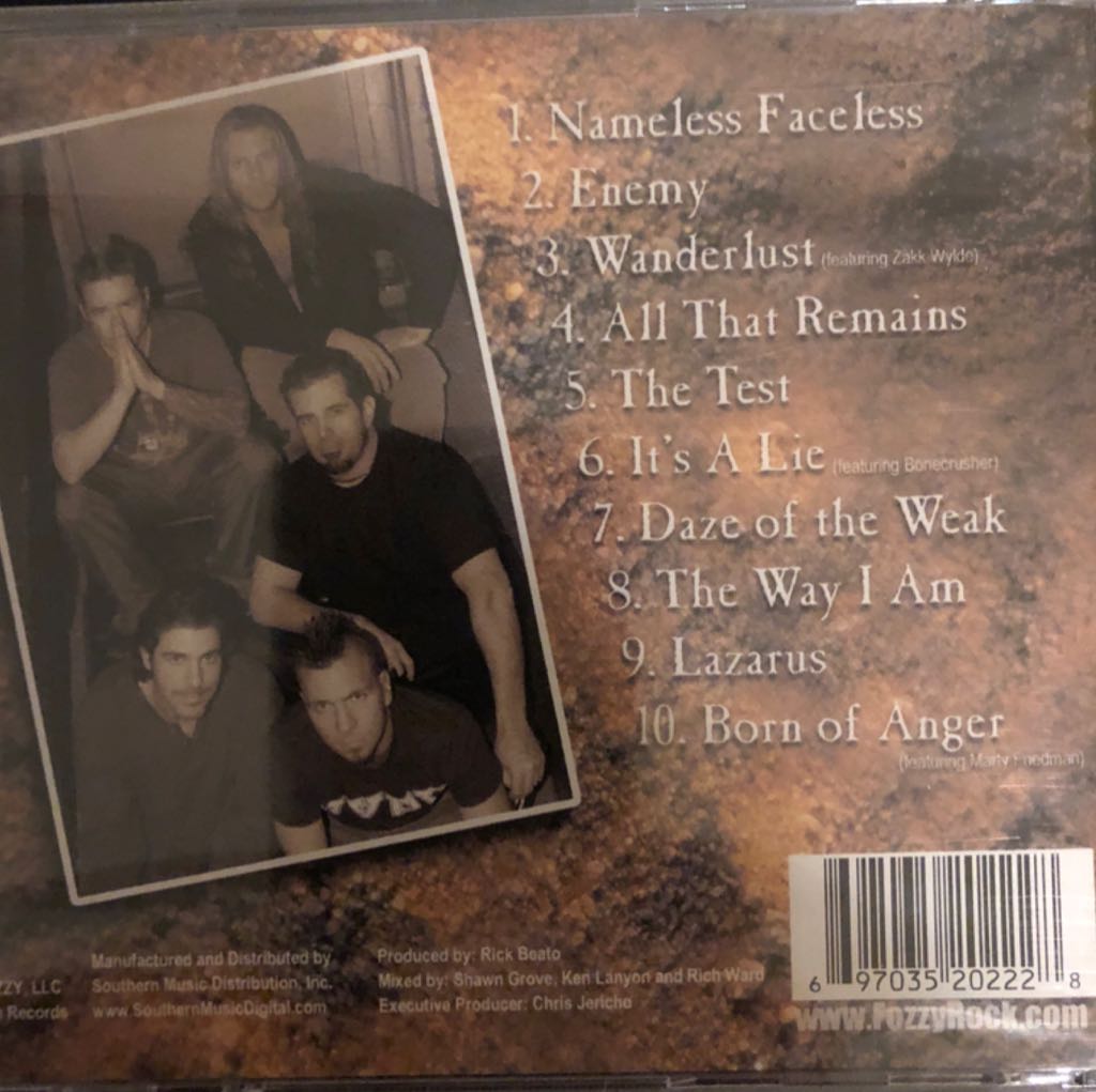 All That Remains - Fozzy (CD) music collectible [Barcode 697035202228] - Main Image 2