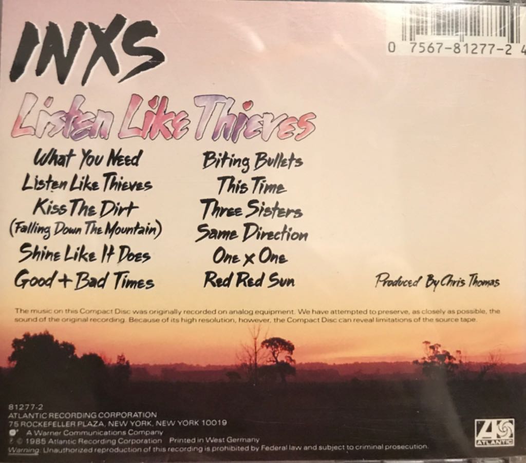 Listen Like Thieves - INXS (CD - 37) music collectible [Barcode 075678127724] - Main Image 2