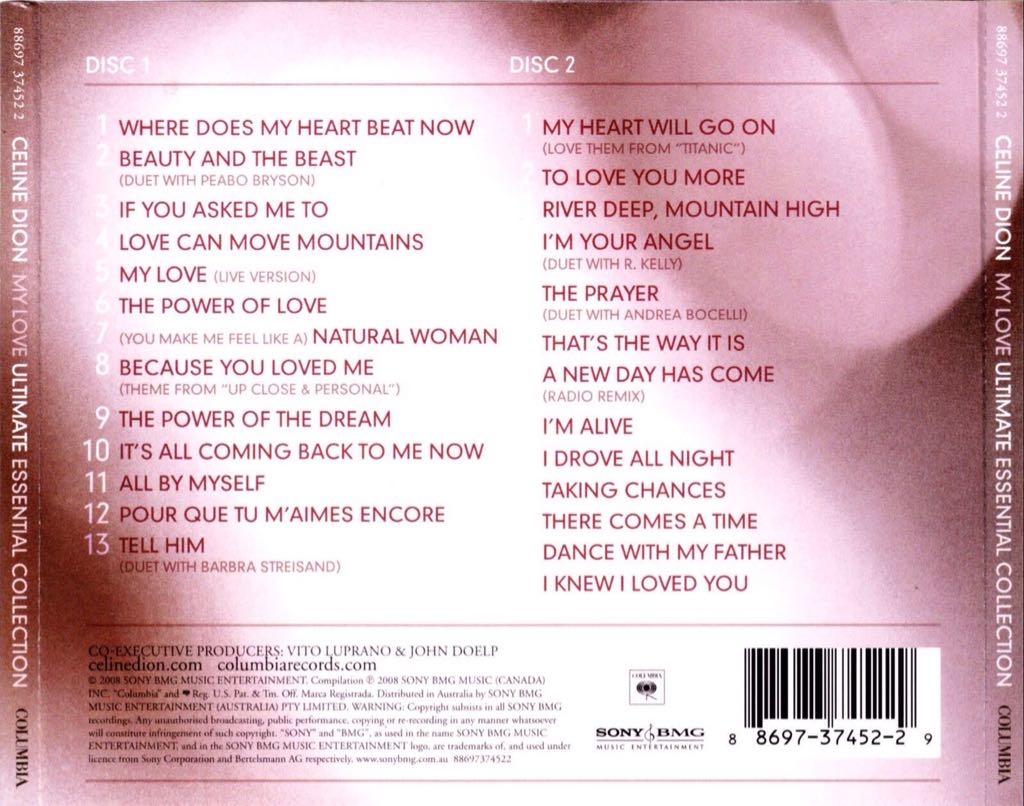 My Love: Ultimate Essential Collection  -NM/M- - Dion, Celine (CD - 158) music collectible [Barcode 886973745229] - Main Image 2