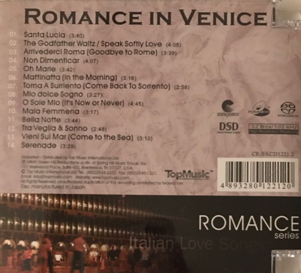 Romance In Venice - Various Artist (SACD) music collectible [Barcode 4893280122120] - Main Image 2