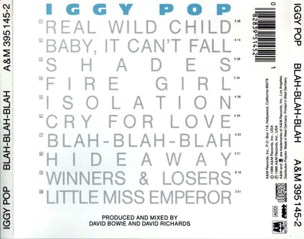 Iggy Pop: Blah-blah-blah - Iggy Pop (CD) music collectible [Barcode 082839514521] - Main Image 2