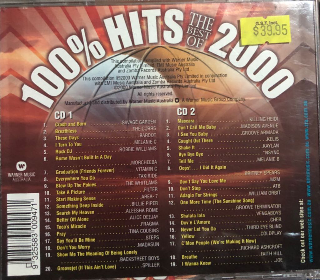 100% Hits 00 Best Of - 100% Hits (CD) music collectible [Barcode 9325583009471] - Main Image 2