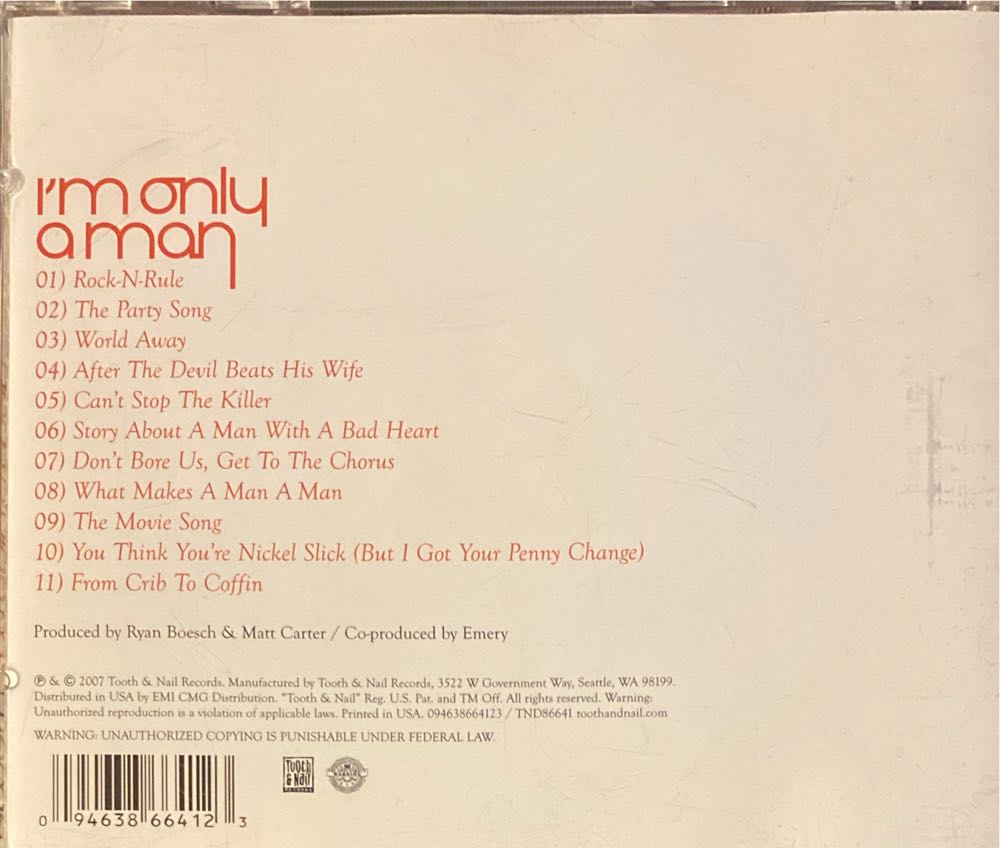 Im Only A Man - Emery (CD) music collectible [Barcode 094638664123] - Main Image 2