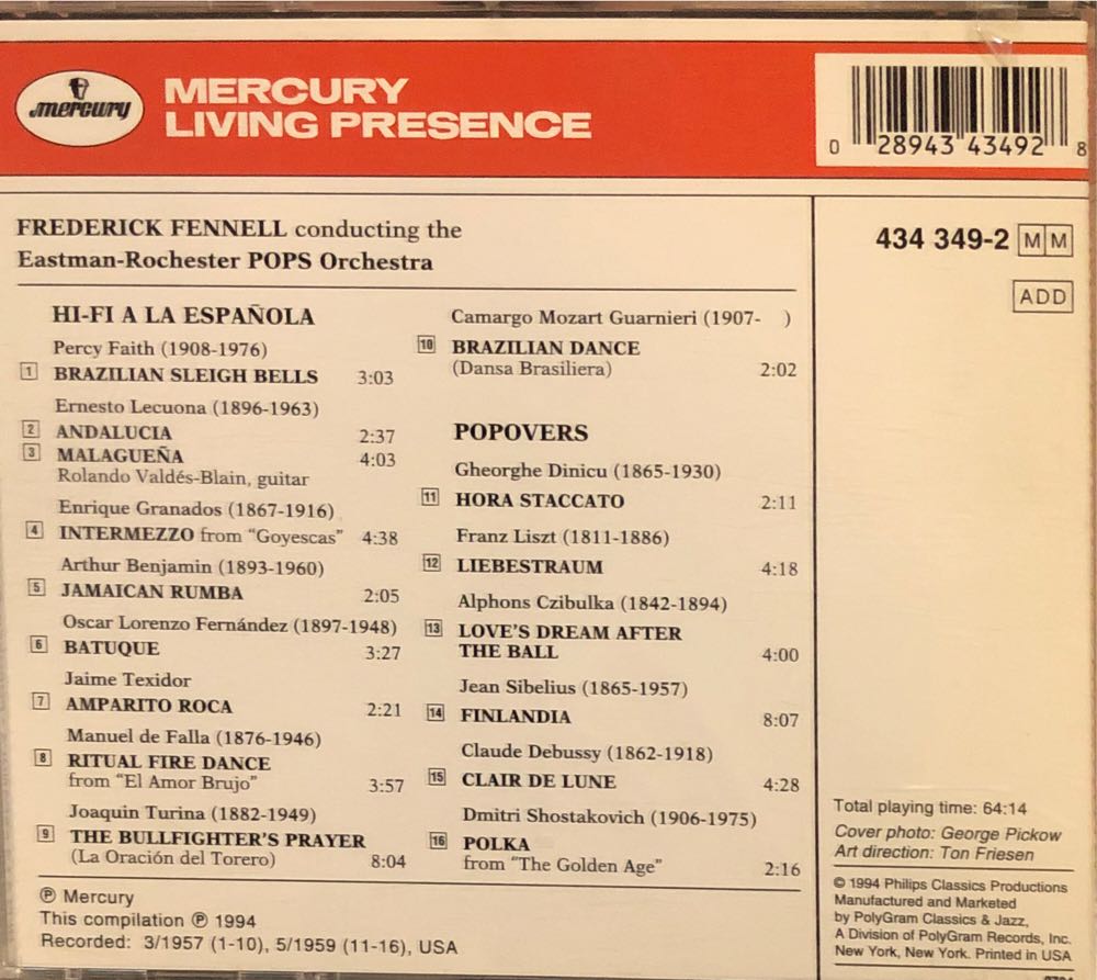 Hi-Fi A La Espanola and Popovers - Frederick Fennell, Eastman Rochrster Pops (CD - 64) music collectible [Barcode 028943434928] - Main Image 2
