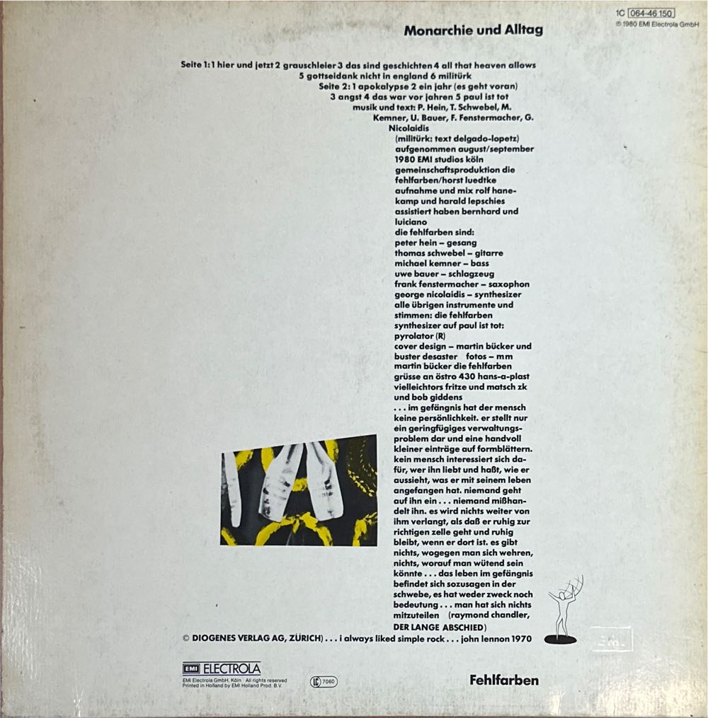 Monarchie Und Alltag - Fehlfarben (12”) music collectible [Barcode 077779313129] - Main Image 2