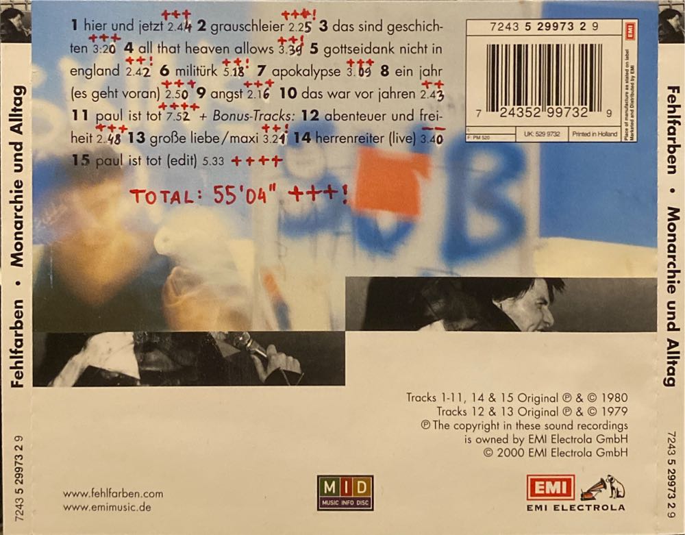 Monarchie Und Alltag - Fehlfarben (CD - 55) music collectible [Barcode 724352997329] - Main Image 2