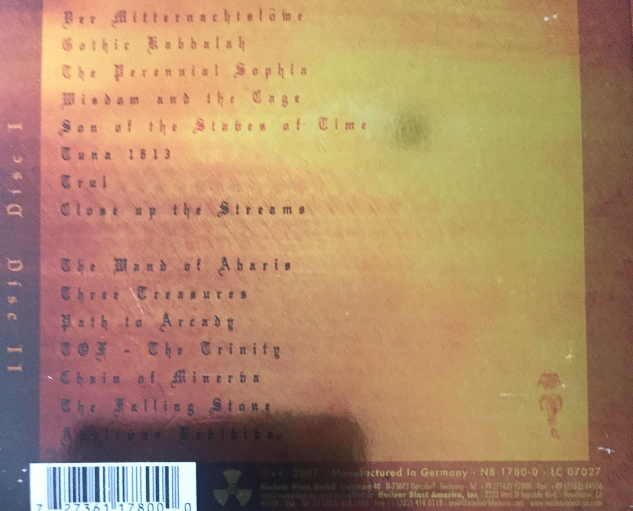 Gothic Kabbalah - Therion (CD - 84) music collectible [Barcode 727361178000] - Main Image 2