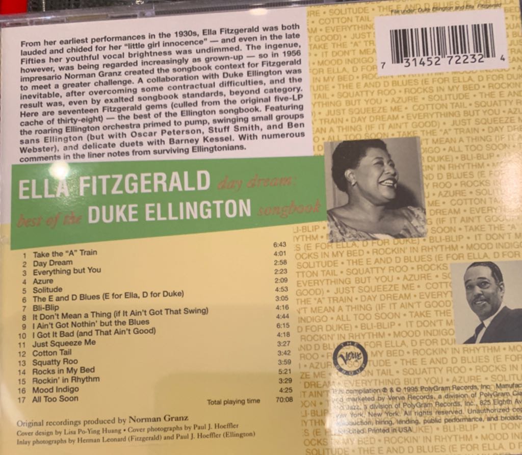 Ella Fitzgerald. Daydream. Best Of The Duke Ellington Song Book. - Ella Fitzgerald. (CD - 70) music collectible [Barcode 731452722324] - Main Image 2