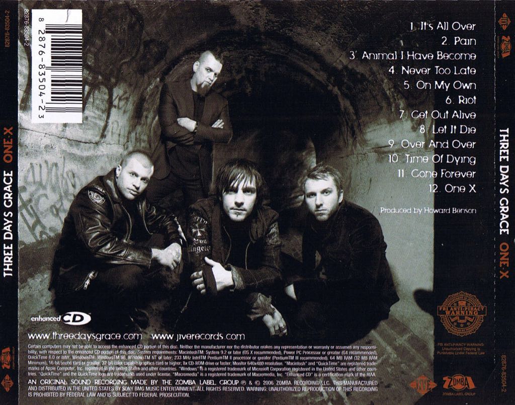 One-X - Three Days Grace (CD - 43) music collectible - Main Image 2