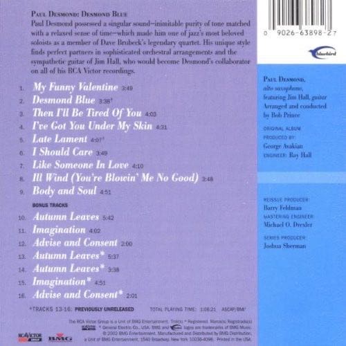 Desmond Blue - Desmond, Paul (CD - 60) music collectible [Barcode 828765554428] - Main Image 2