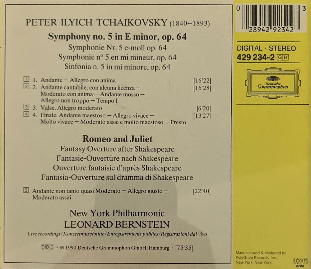 Tchaikovsky - Symphony 5 / Romeo & Juliet - Classical Gallery (CD) music collectible [Barcode 028942923423] - Main Image 2