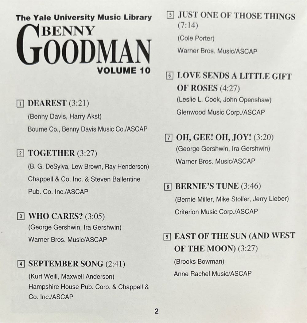 Yale Archives, Volume 10: The Original Benny Goodman Quartet - Goodman, Benny (CD - 53) music collectible [Barcode 016126512921] - Main Image 3