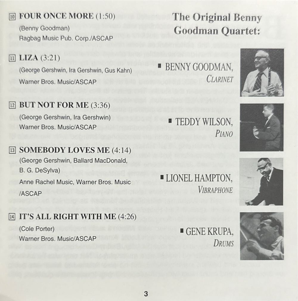 Yale Archives, Volume 10: The Original Benny Goodman Quartet - Goodman, Benny (CD - 53) music collectible [Barcode 016126512921] - Main Image 4