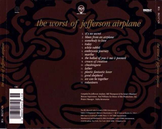 The Worst Of Jefferson Airplane - Jefferson Airplane, Jefferson Starship & Starship (CD - 47) music collectible [Barcode 078635445923] - Main Image 2