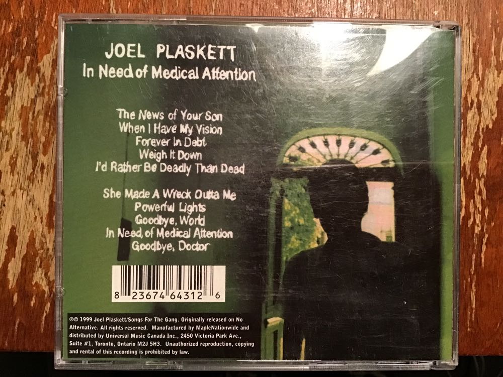 In Need Of Medical Attention - Joel Plaskett (CD) music collectible [Barcode 823674643126] - Main Image 2