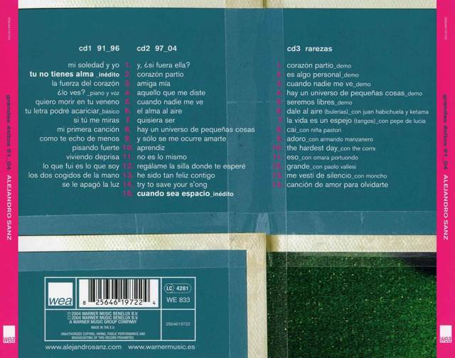 Grandes Éxitos 91_04 - Alejandro Sanz (CD) music collectible [Barcode 825646197125] - Main Image 2