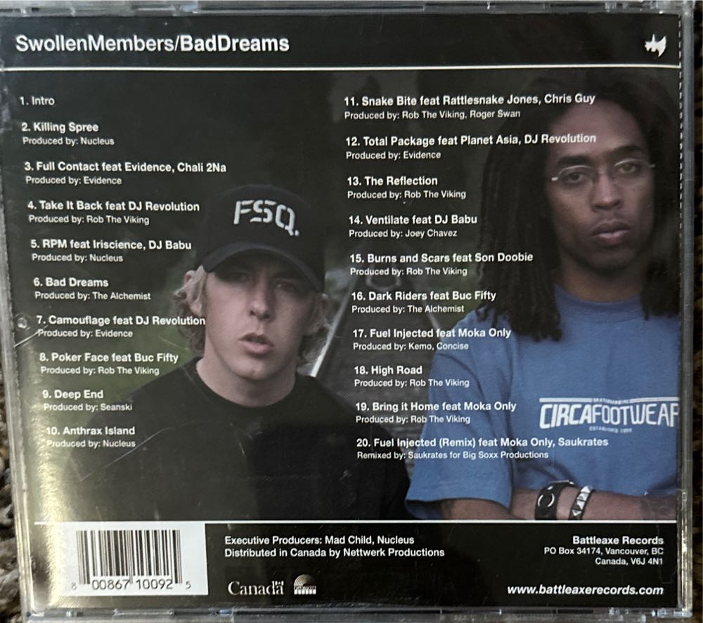 Bad Dreams - Swollen Members (CD - 7100) music collectible [Barcode 800867100925] - Main Image 2