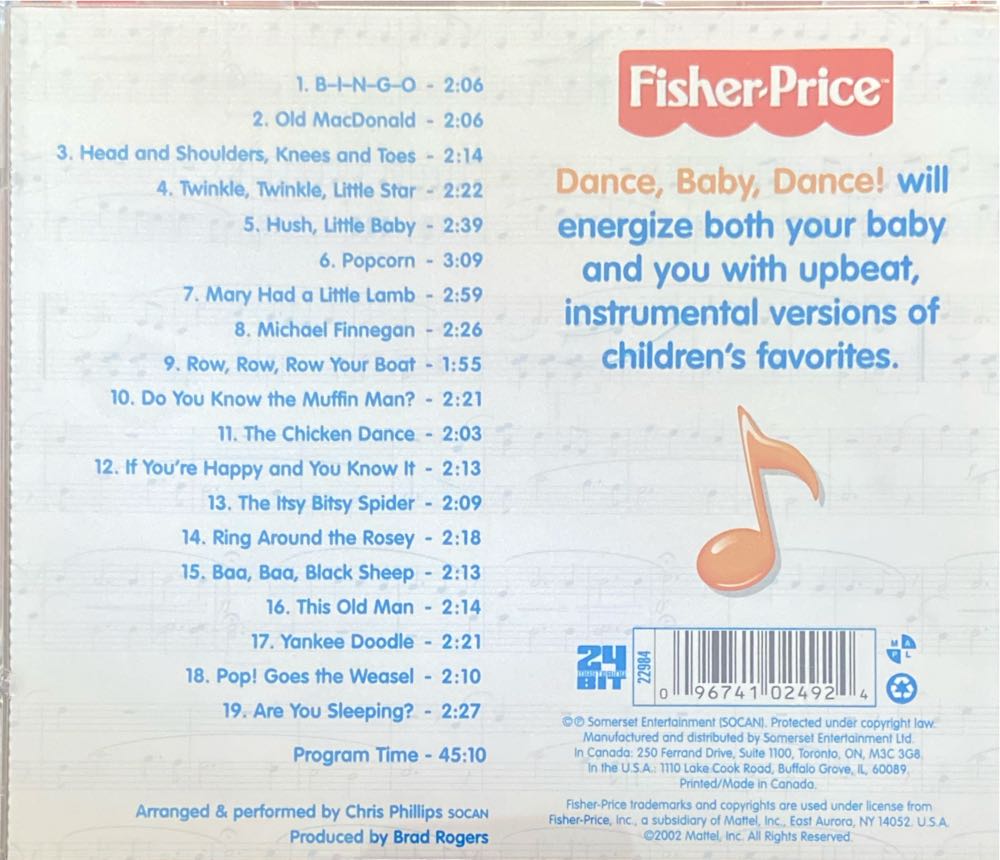 Fisher Price: Dance Baby Dance - Children’s (CD) music collectible [Barcode 096741024924] - Main Image 2