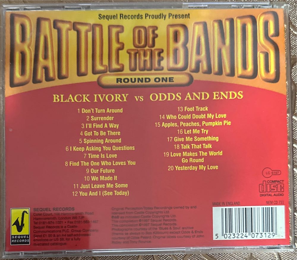 Battle of the Bands Round 1 - Battle Of The Bands 1 Black Ivory Vs Odds And Ends (CD) music collectible [Barcode 5023224073129] - Main Image 2