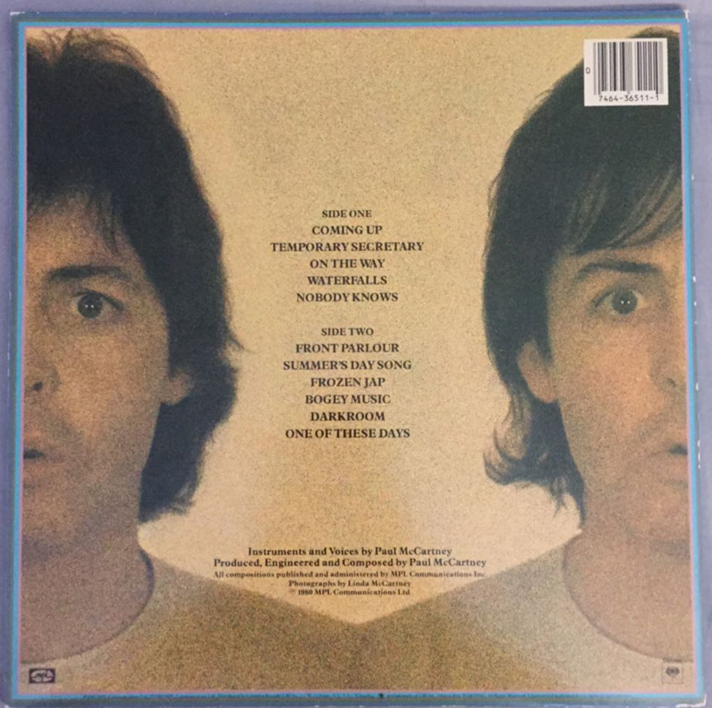 McCartney II - Paul McCartney (12” - 41) music collectible [Barcode 074643651110] - Main Image 2