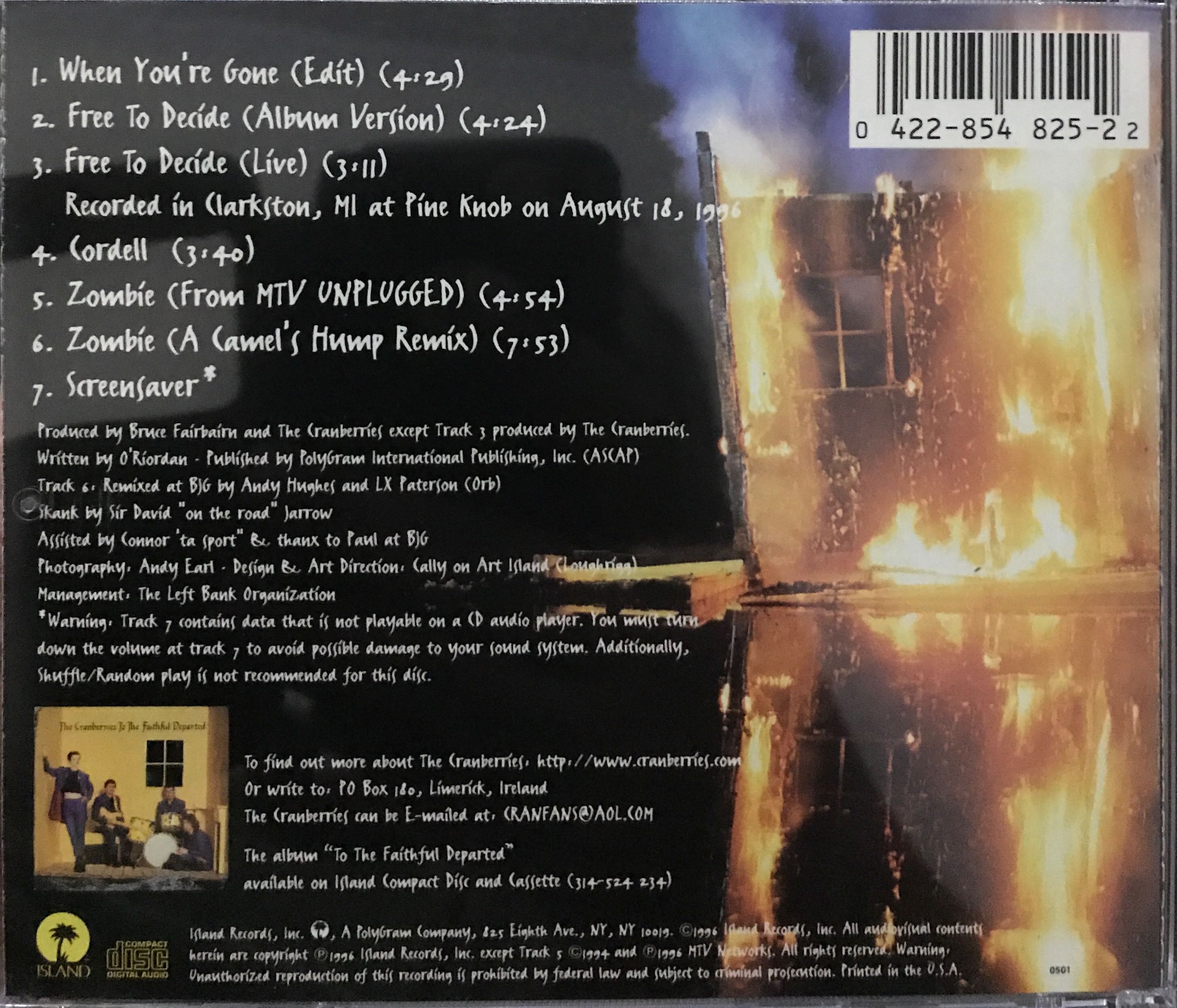 When Youre Gone / Free To Decide - Cranberries (CD) music collectible [Barcode 042285482522] - Main Image 2