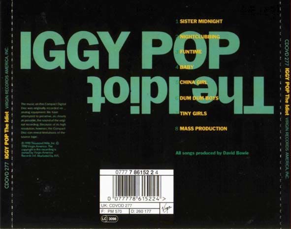 The Idiot - Iggy Pop (CD - 39) music collectible [Barcode 0077778615224] - Main Image 2