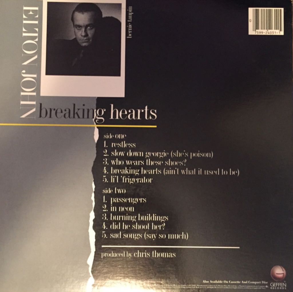 Breaking Hearts - John, Elton (12” - 41) music collectible [Barcode 075992403115] - Main Image 2