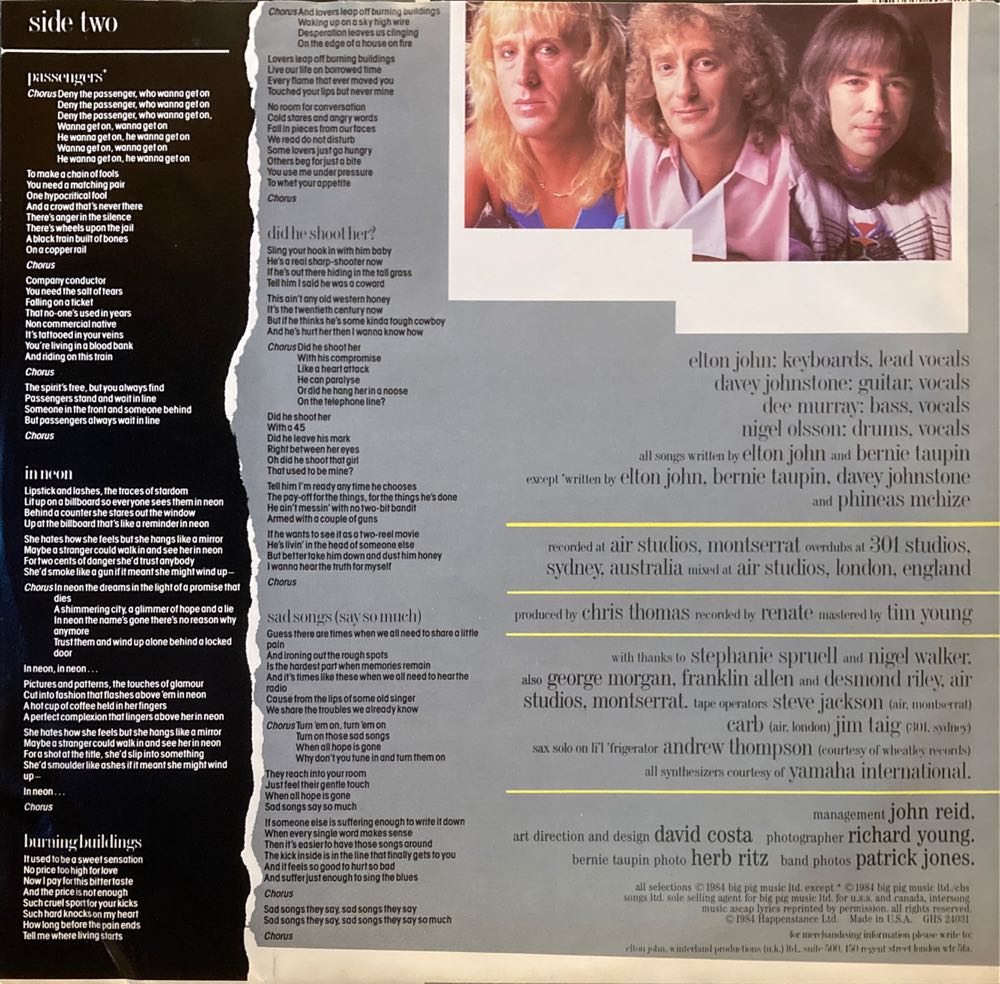 Breaking Hearts - John, Elton (12” - 41) music collectible [Barcode 075992403115] - Main Image 4