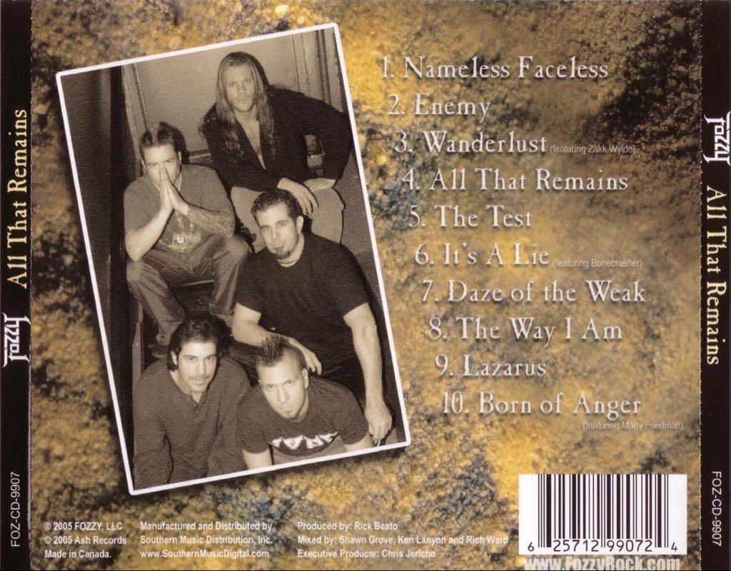 All That Remains Reloaded - Fozzy (CD/DVD - 42) music collectible [Barcode 686506309122] - Main Image 2