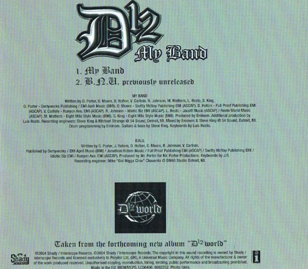 My Band - D12 (CD) music collectible [Barcode 602498623527] - Main Image 2
