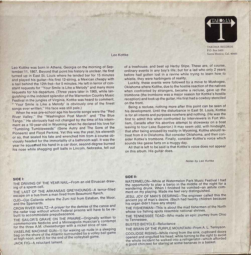 6 and 12 String Guitar - Leo Kottke (12” - 37) music collectible - Main Image 2