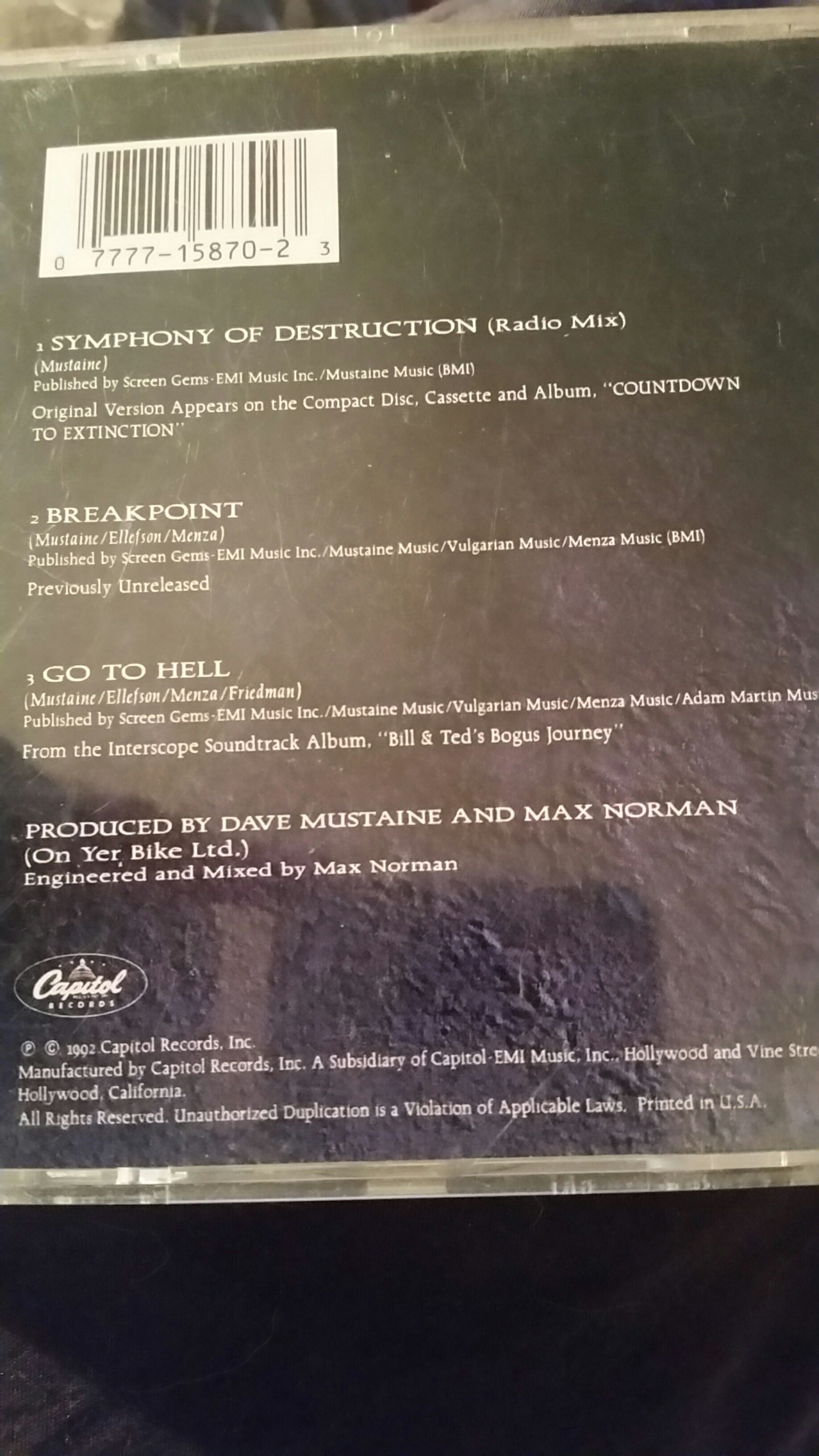 Symphony Of Destruction - Megadeth (CD) music collectible - Main Image 2