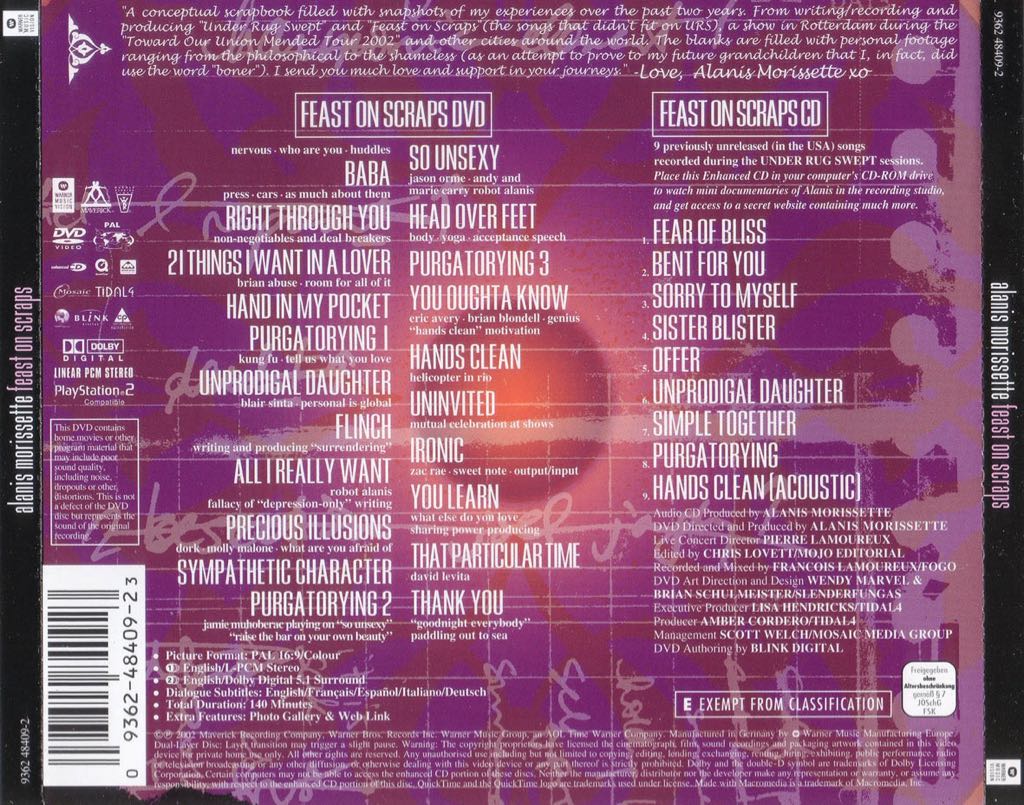 Feast On Scraps - Alanis Morissette (CD - 41) music collectible [Barcode 093624840923] - Main Image 2