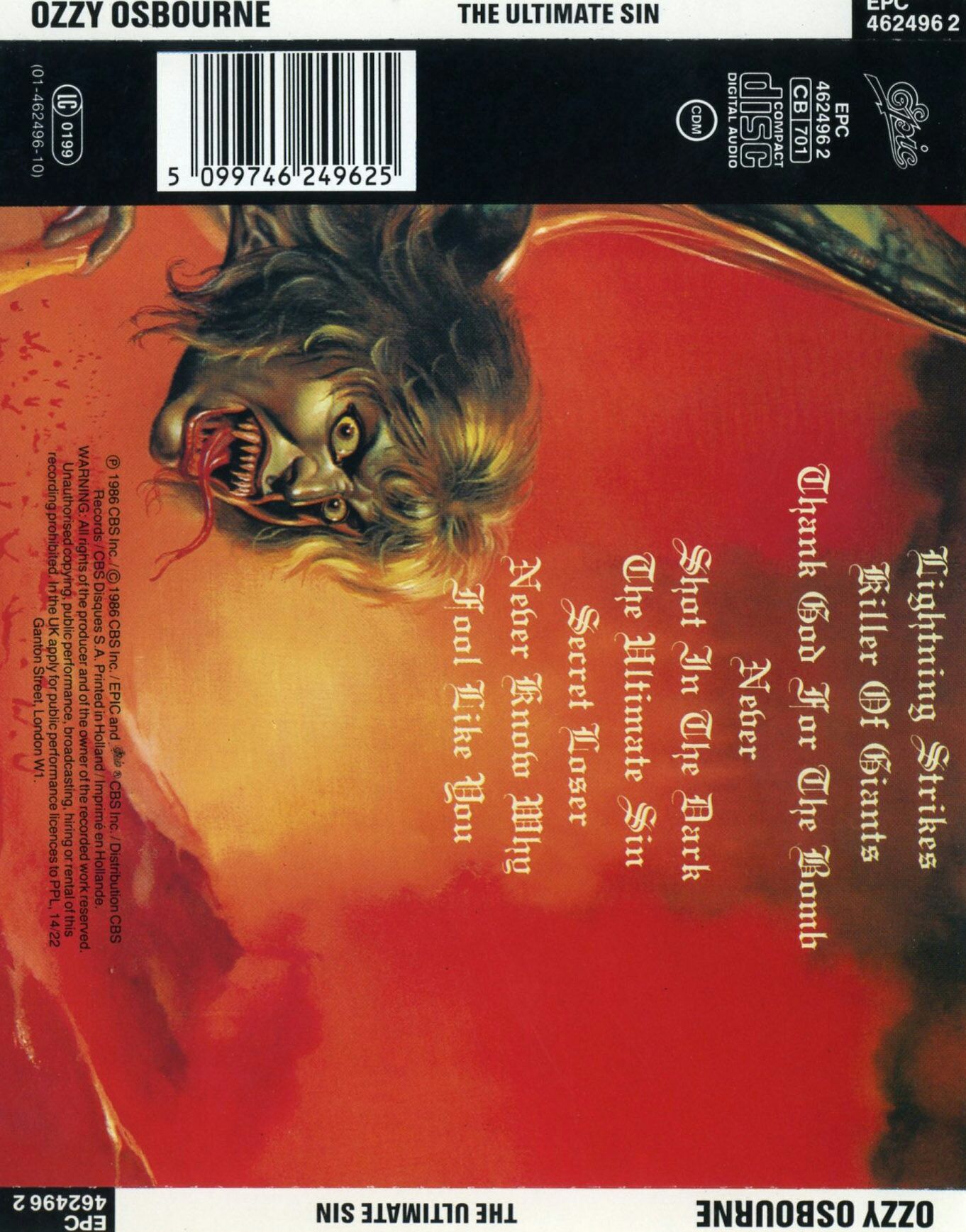 Ultimate Sin, The - Ozzy Osbourne (CD - 41) music collectible [Barcode 5099746249625] - Main Image 2