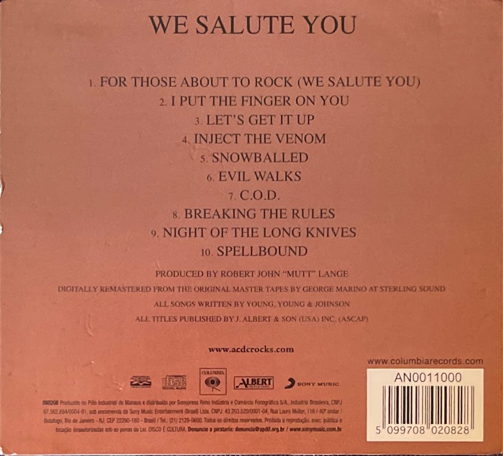 For Those About To Rock - AC/DC (CD - 40) music collectible [Barcode 5099708020828] - Main Image 2