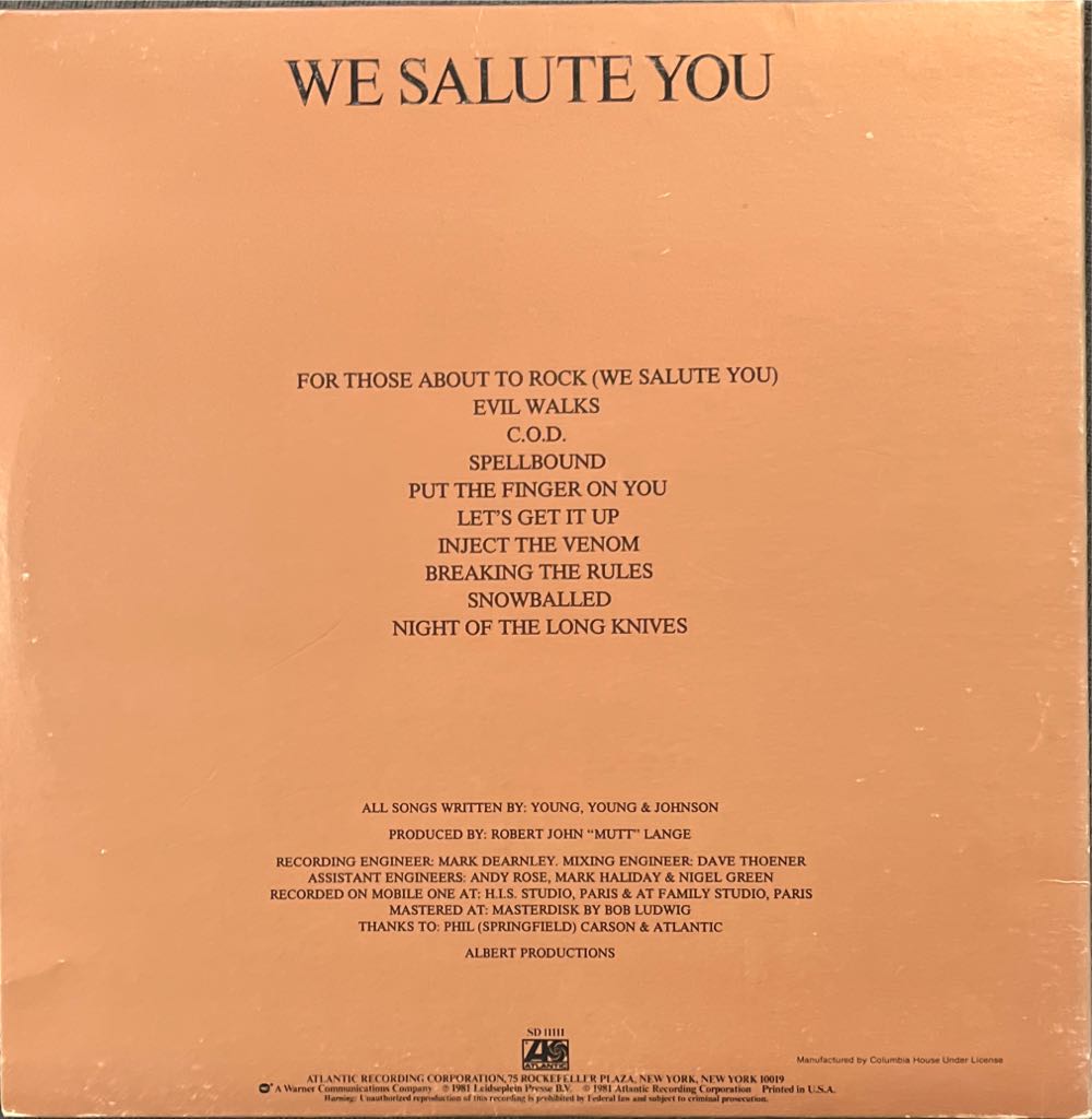 For Those About To Rock - AC/DC (12”) music collectible [Barcode 886973994528] - Main Image 2