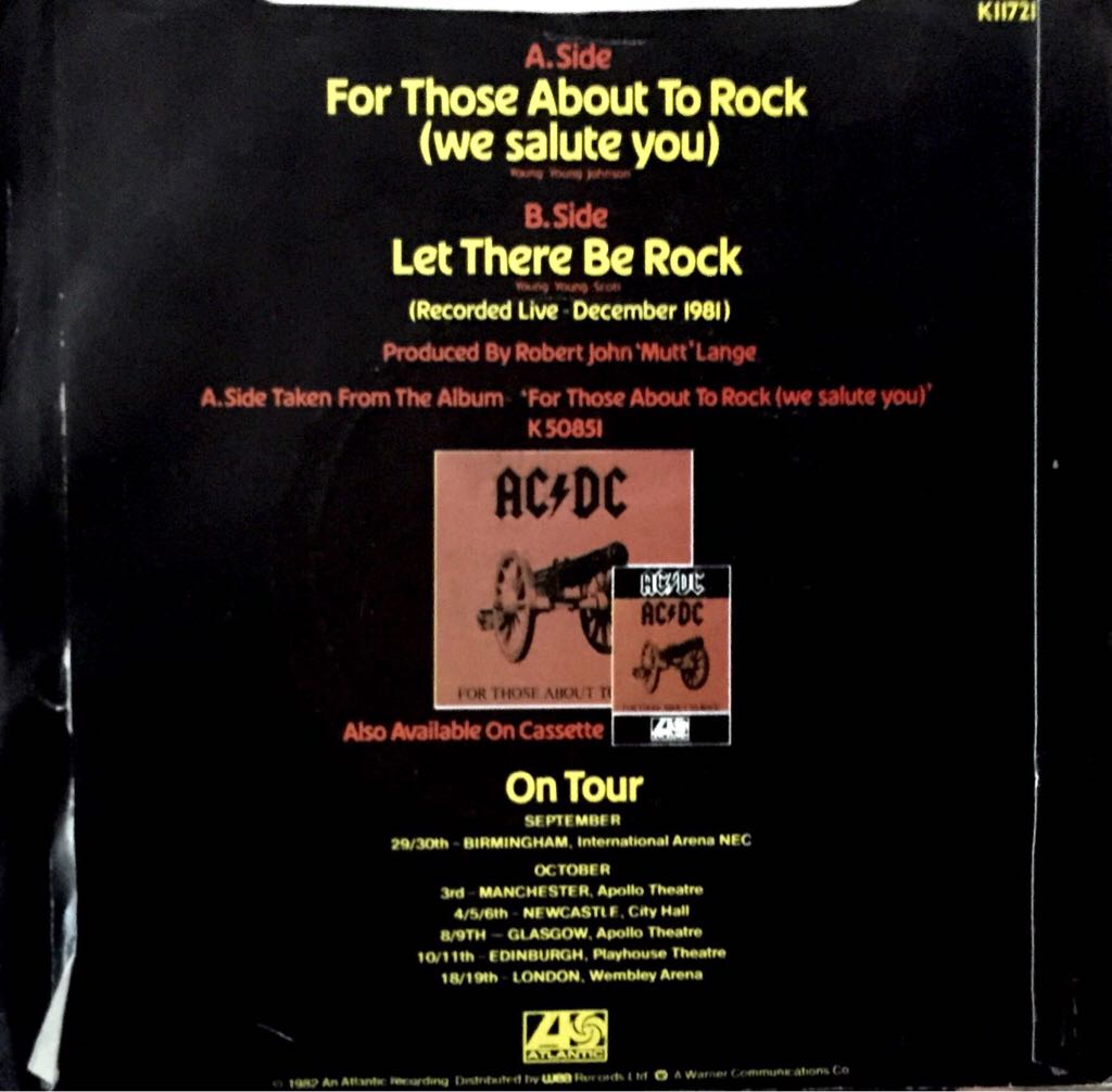 For Those About To Rock - AC/DC (7”) music collectible - Main Image 2