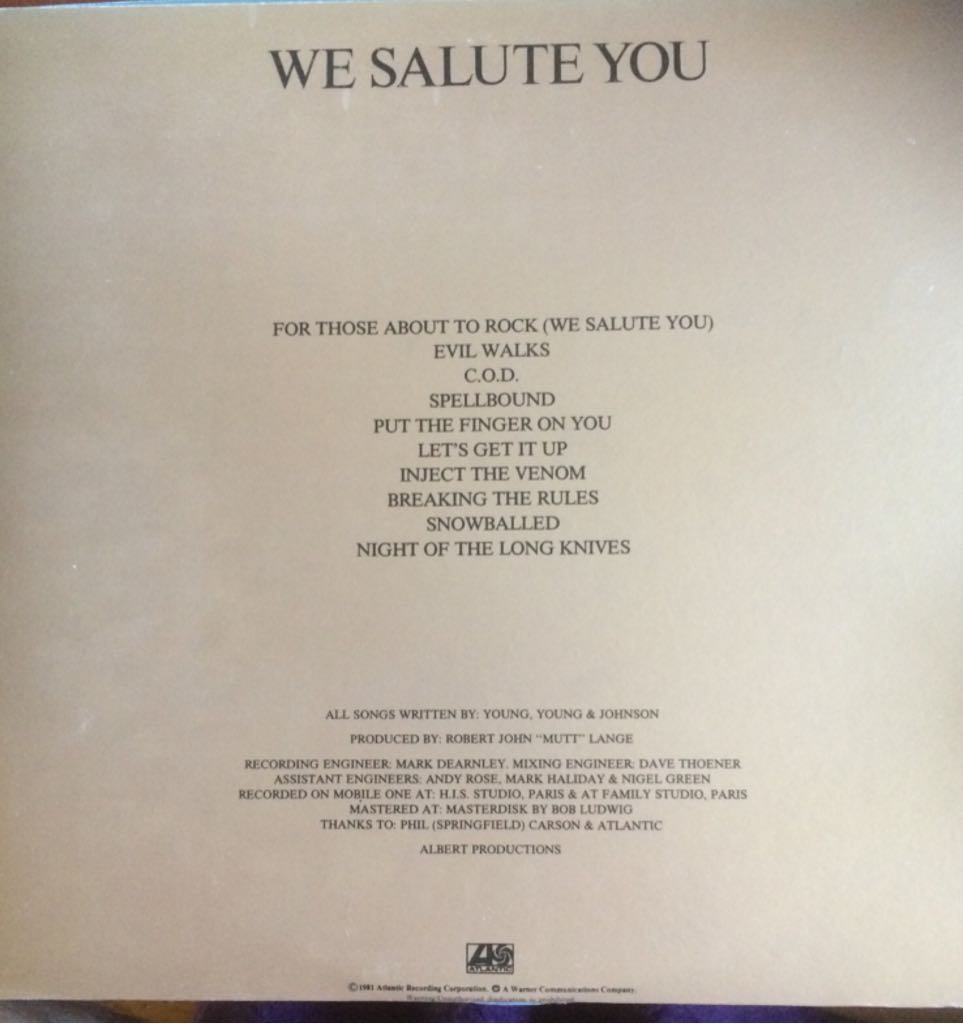 For Those About To Rock - AC/DC (12”) music collectible - Main Image 2