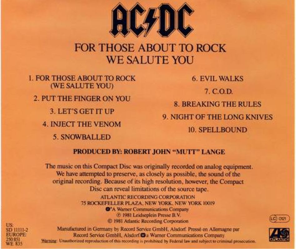 For Those About To Rock - AC/DC (12”) music collectible - Main Image 2
