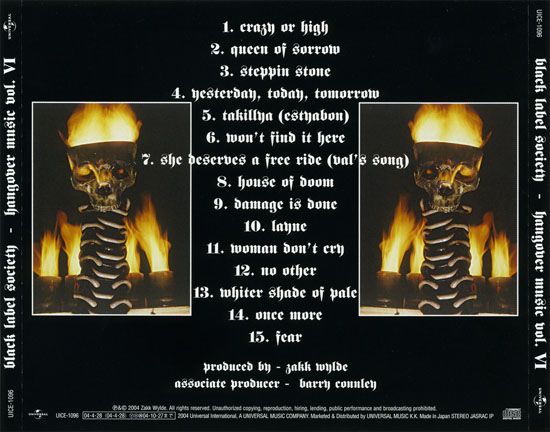 Hangover Music Vol. VI - Black Label Society (CD - 66) music collectible [Barcode 670211508123] - Main Image 2