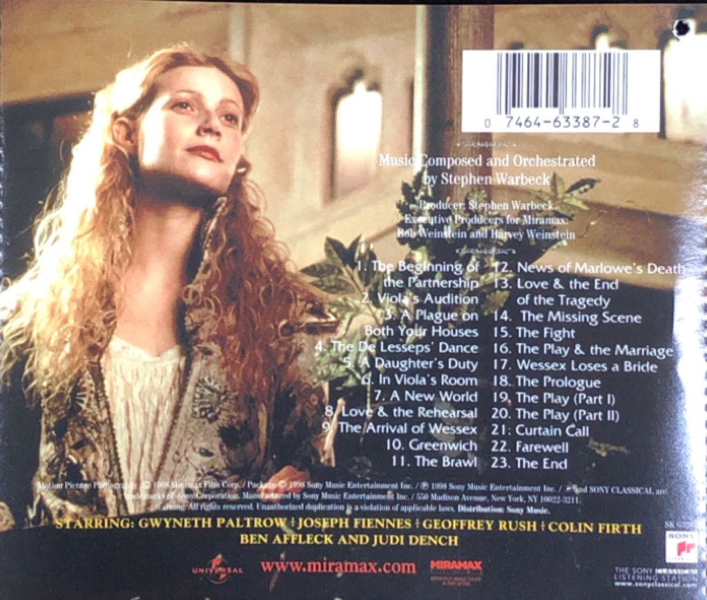 Shakespeare in Love (Music from the Miramax Motion Picture) - Warbeck, Stephen (CD - 55) music collectible [Barcode 074646338728] - Main Image 2