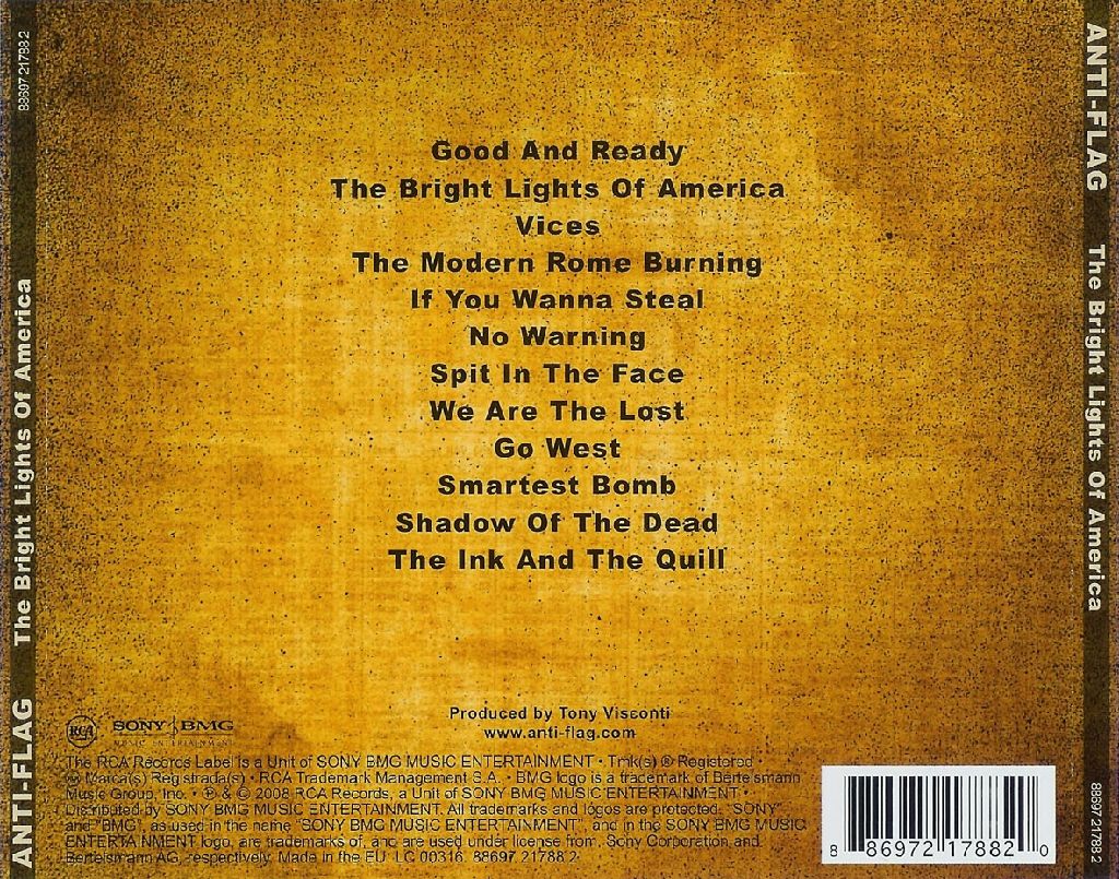 The Bright Lights Of America - Anti-Flag (CD) music collectible [Barcode 886972178820] - Main Image 2