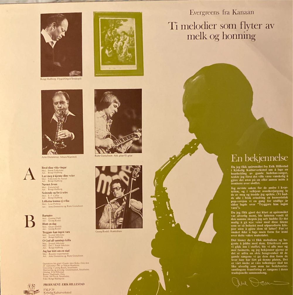 Arne  Domnérus kvartet: Evergreens fra Kanaan - Arne Domnerus (12”) music collectible [Barcode 7029971970290] - Main Image 2