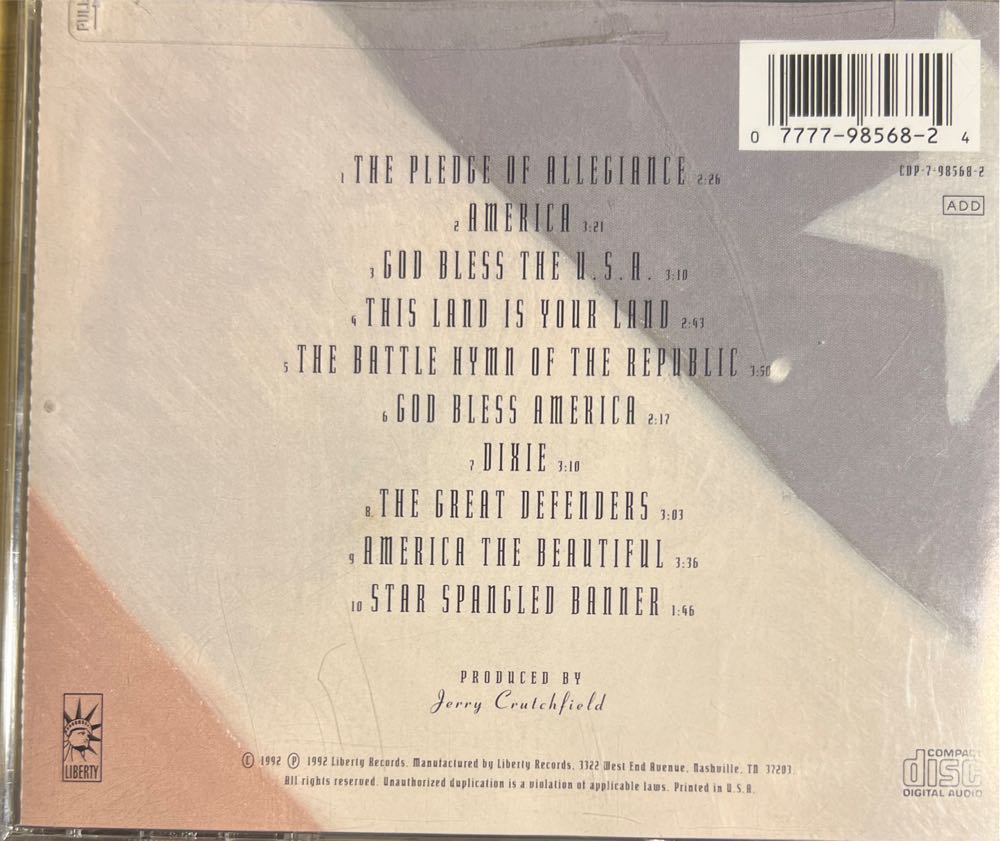American Patriot (MP3) - Greenwood, Lee (CD - 30) music collectible [Barcode 077779856824] - Main Image 2