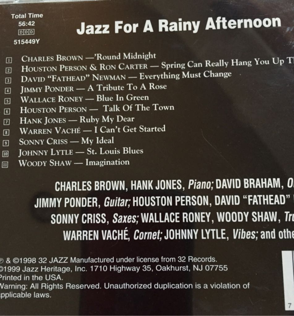 Jazz For A Rainy Afternoon - Various music collectible - Main Image 2