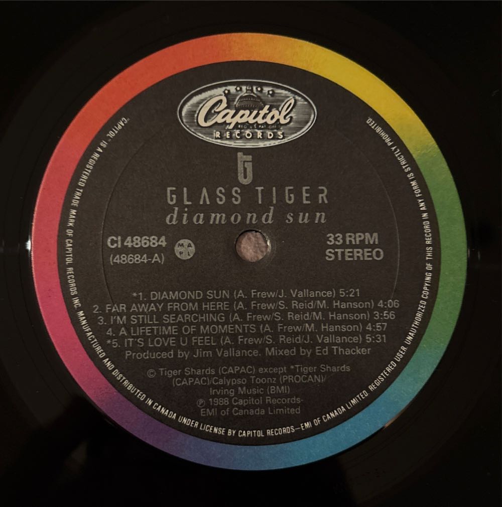 Diamond Sun - Glass Tiger (12”) music collectible [Barcode 077774868419] - Main Image 3