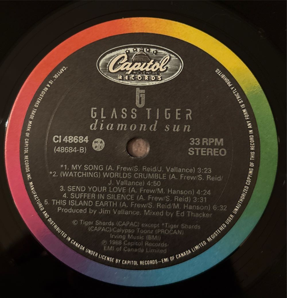 Diamond Sun - Glass Tiger (12”) music collectible [Barcode 077774868419] - Main Image 4